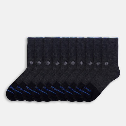 Ten-pack of WALK IT OFF The 24/7 merino socks in Antracite, arranged on a light grey background.