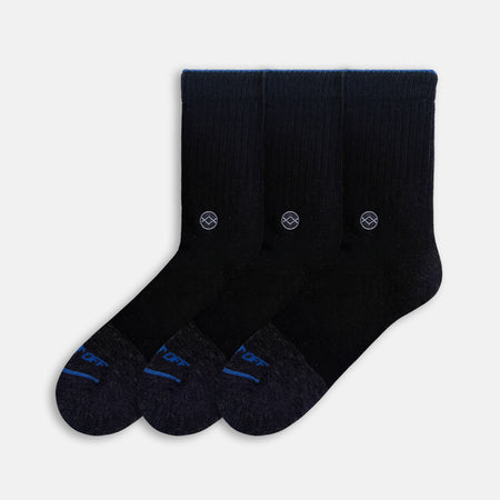 WALK IT OFF 3 pack Black merino sokken in premium blauwe verpakking