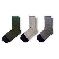 WALK IT OFF 3 pack merino sokken Mix met Ivy, Platino, Black, Antracite en Twister.