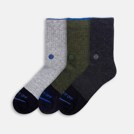 WALK IT OFF 3 pack merino sokken Mix met Ivy, Platino, Black, Antracite en Twister.