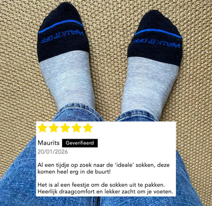 Klantreview van Maurits over WALK IT OFF merino sokken met vijf sterren beoordeling