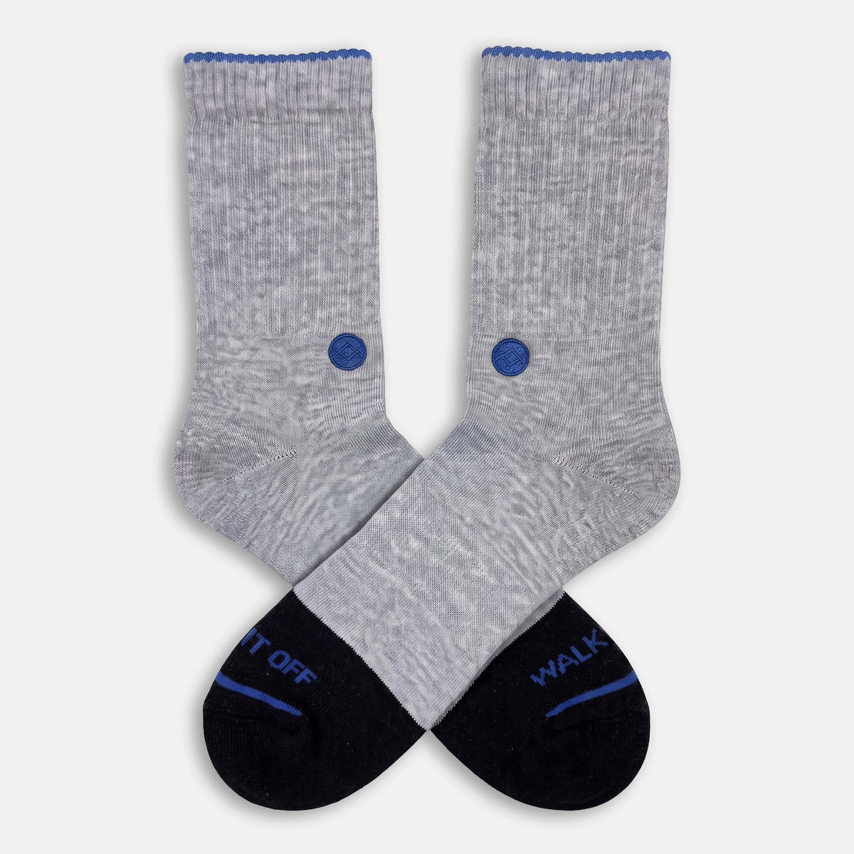 WALK IT OFF Merino sokken Platino – productfoto vooraanzicht met logo zichtbaar.
