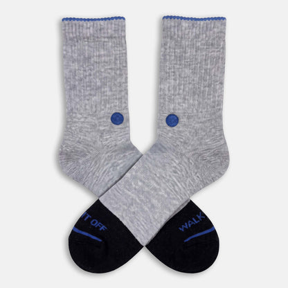 WALK IT OFF Merino sokken Platino – productfoto vooraanzicht met logo zichtbaar.
