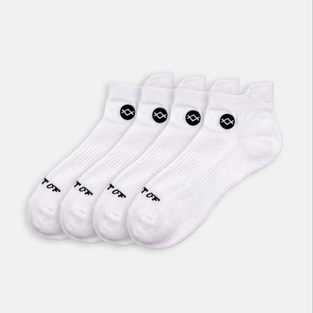  THE BASE - 4 PACK white Merino socks featuring 'WALK IT OFF' print and logo