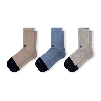 WALK IT OFF 3 pack merino sokken Light met Biscuit, Dull Blue en Platino