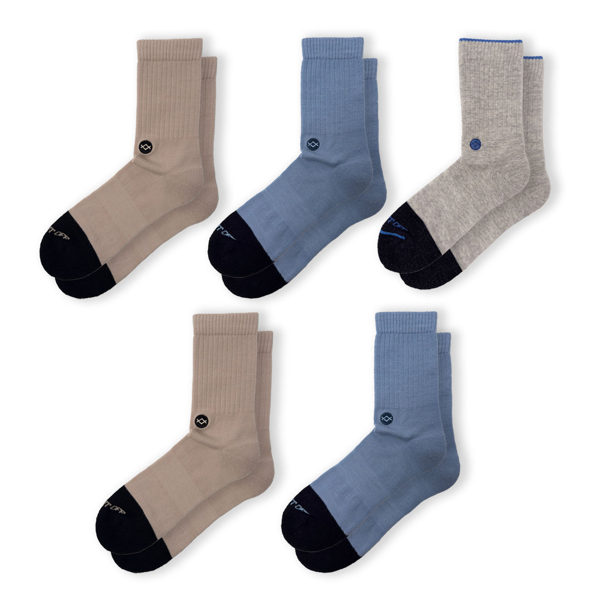 WALK IT OFF 5 pack merino sokken Light met Biscuit, Dull Blue en Platino