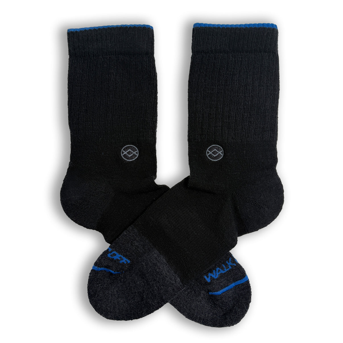 WALK IT OFF merino sokken Black Magic – productfoto vooraanzicht met logo zichtbaar
