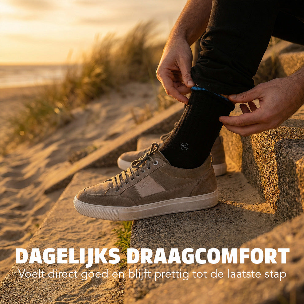 WALK IT OFF merino sokken voor dagelijks draagcomfort tijdens een wandeling aan het strand