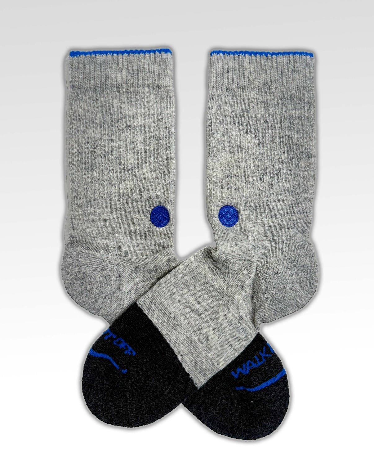 WALK IT OFF Merino sokken Platino – productfoto vooraanzicht met logo zichtbaar.
