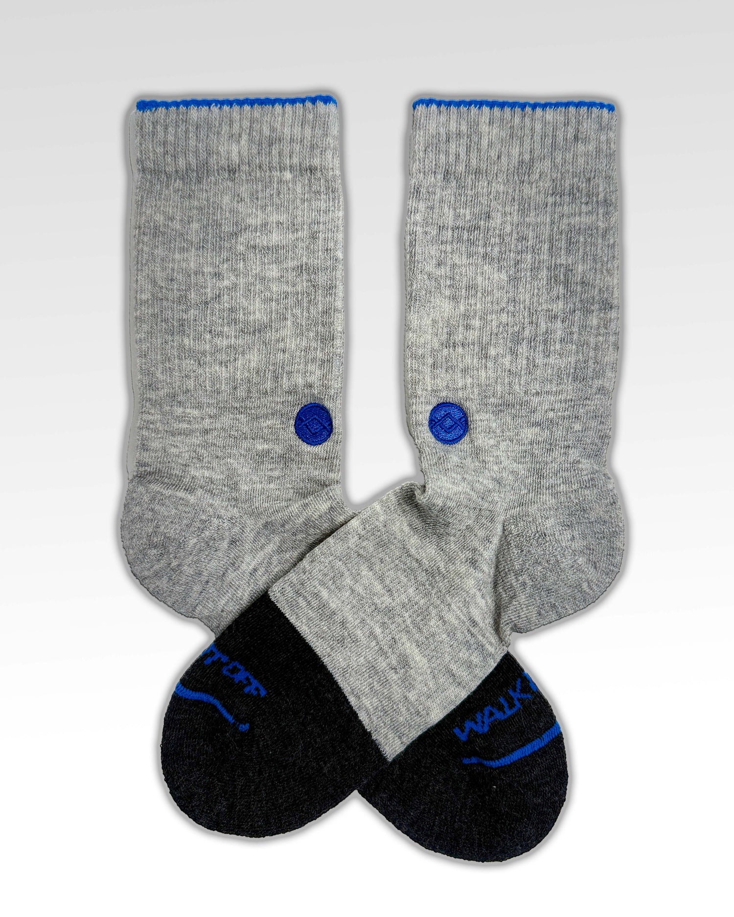 WALK IT OFF Merino sokken Platino – productfoto vooraanzicht met logo zichtbaar.
