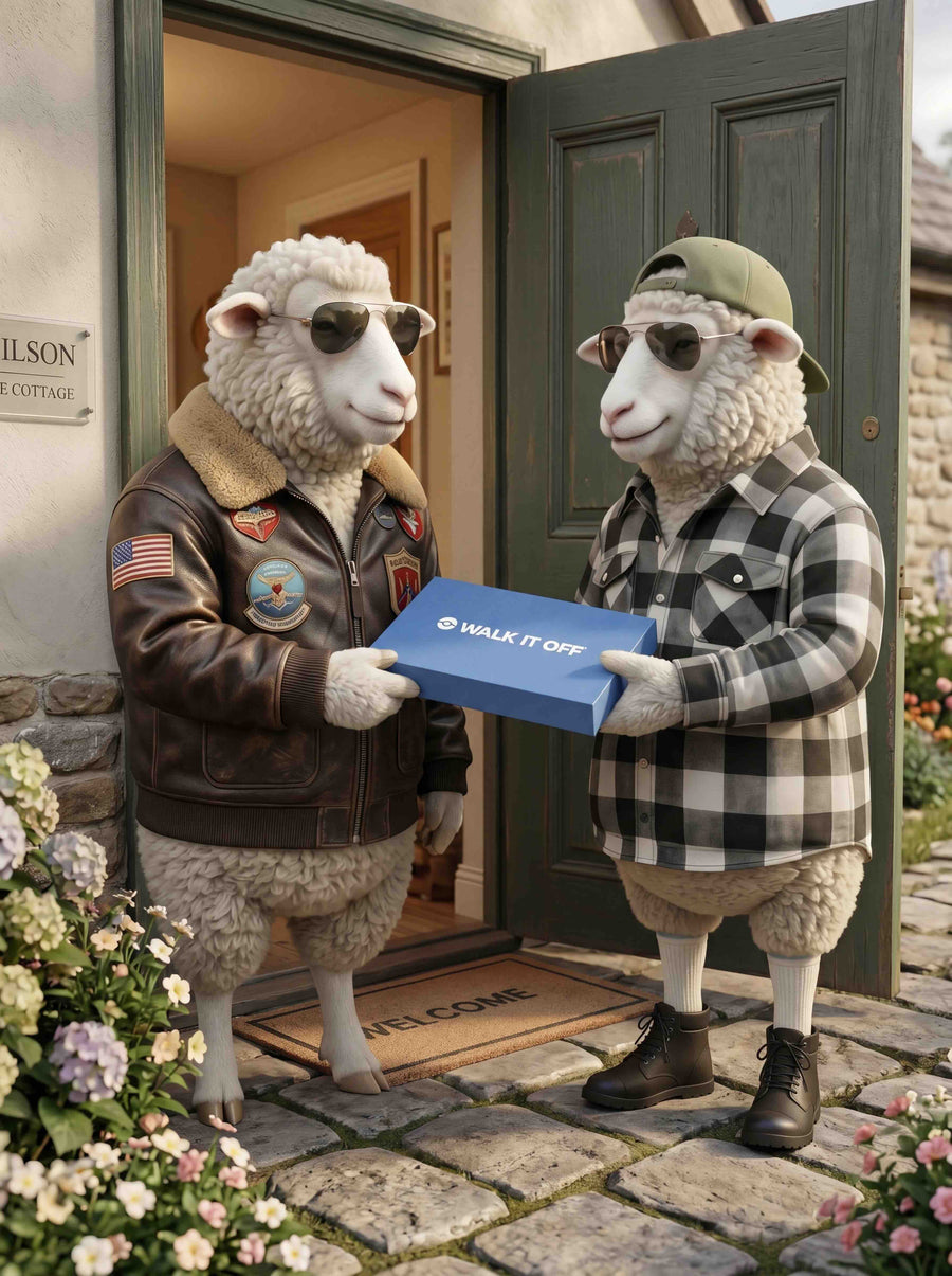 WALK IT OFF Vaderdag cadeau met merino sokken in premium blauwe gift box